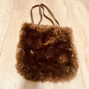 H&M Faux Fur Handbag with Faux Leather Straps